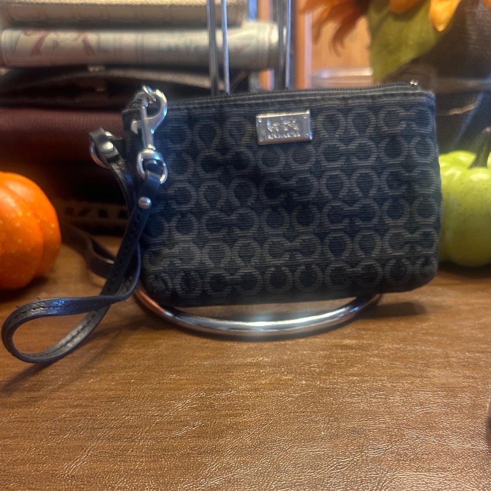 Coach Black Signature Stagecoach Wristlet Women’s